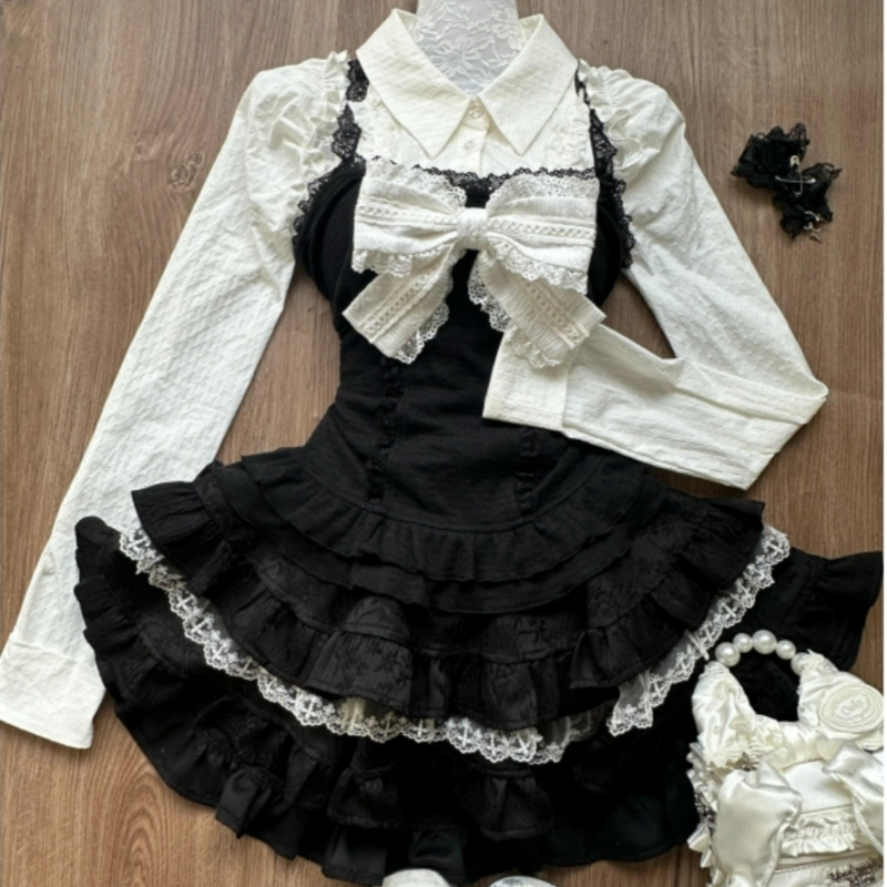 Y2k Aesthetic Lolita Style 3 P - Fly Line ulasan dan harga