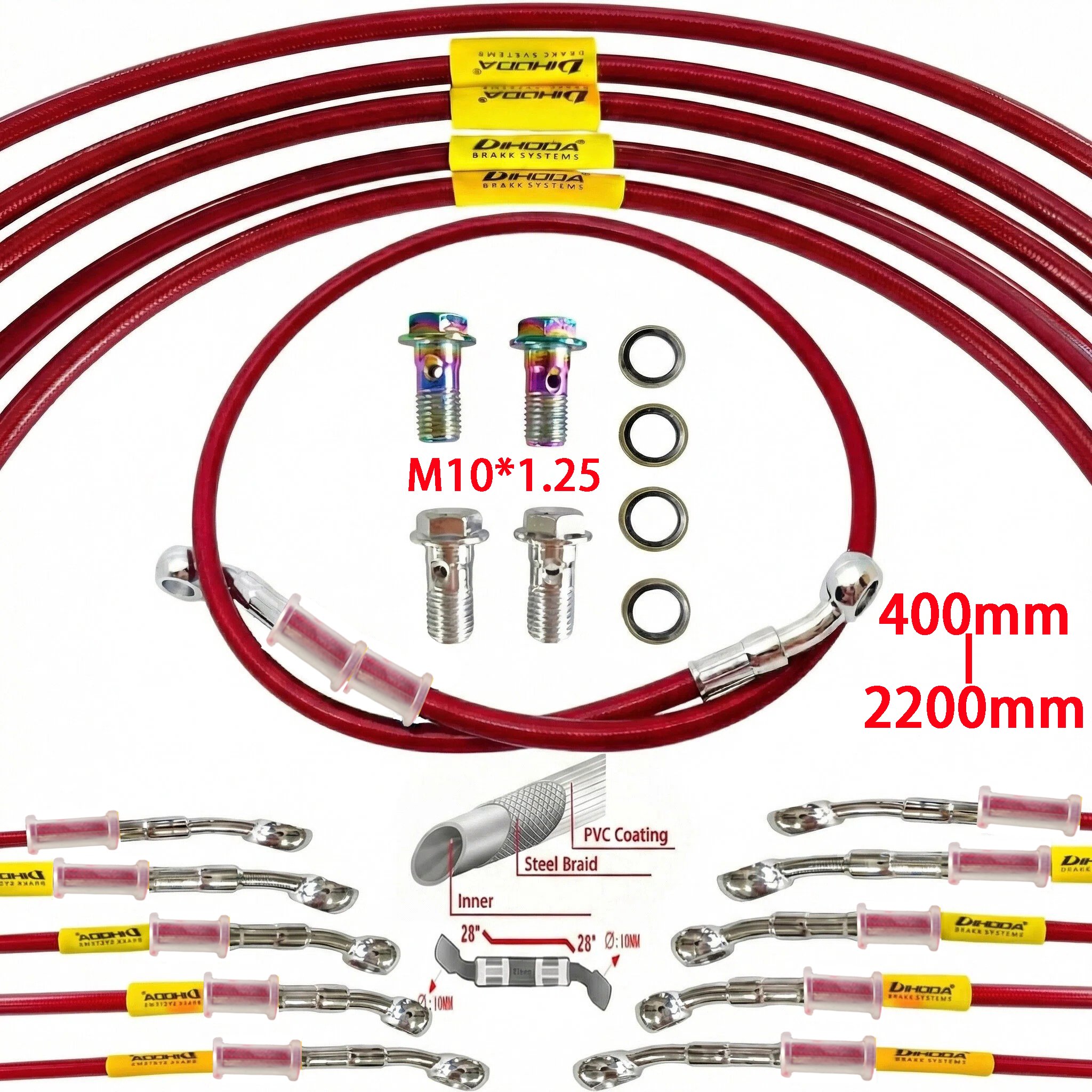 Universal 400-2400mm Motorcycl - Braided Line ulasan dan harga